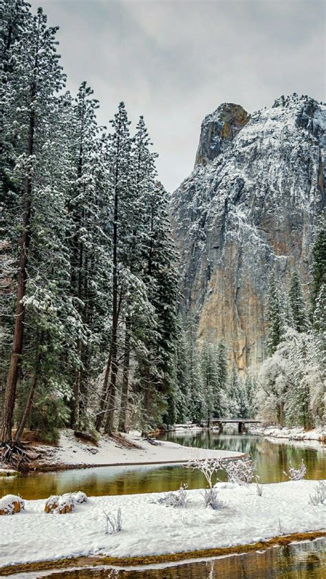 Snow Covered Yosemite National Park Wallpaper Backiee