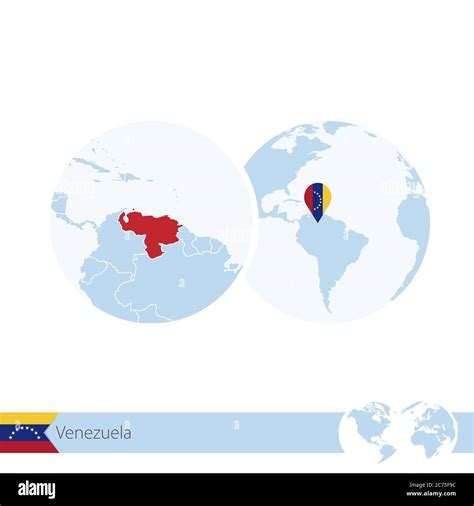 Venezuela On World Globe With Flag And Regional Map Of Venezuela