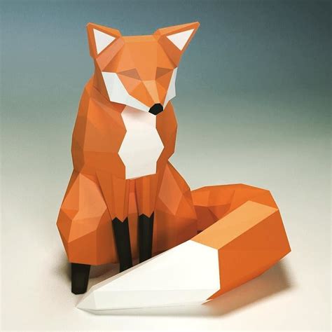 Kits 3d Fox Sculpture Paper Craft Fox Model Fox Pdf Template Papercraft