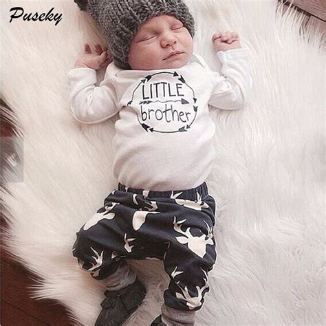 Newborn Baby Boys Little Brother Clothes Sets Tops Romper