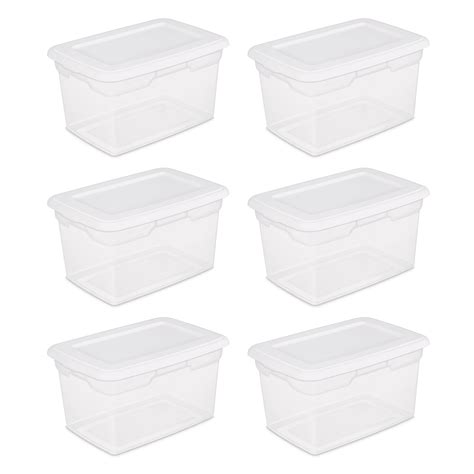Plastic Tote Storage Box 20 Qt Clear Containers Organizer Lids Bin Set