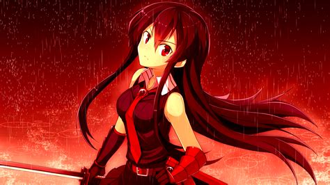 Anime Red Sword Anime Girls Akame Red Background Akame Ga Kill The