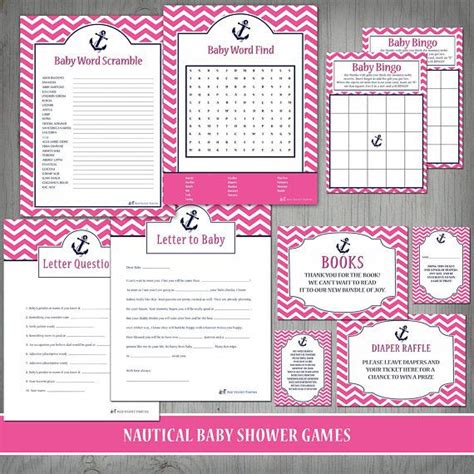Nautical Baby Shower Instant Download Party Games Girl Nautical