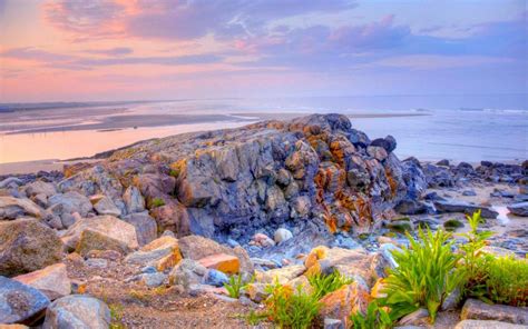 Rock Wall On The Beach At Jacks Cove In Maine Hdr Hd Wallpaper 509781