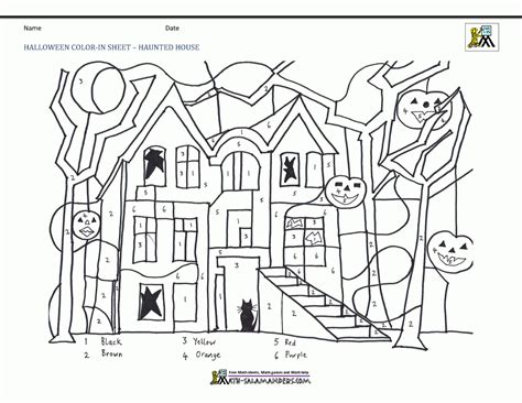 Halloween Math Coloring Worksheets Free | NumbersWorksheet.com