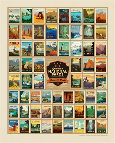 63 National Parks 8x10 Print American Made