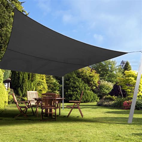Extra Heavy Duty Shade Sail Sun Canopy Outdoor Triangle Square Rectangle Black Ebay