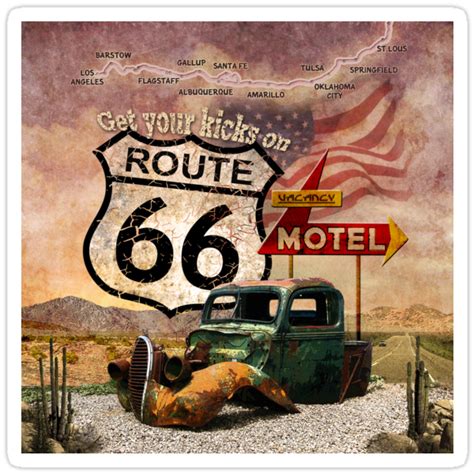 Get Your Kicks On Route 66 Stickers By Aura2000 Redbubble
