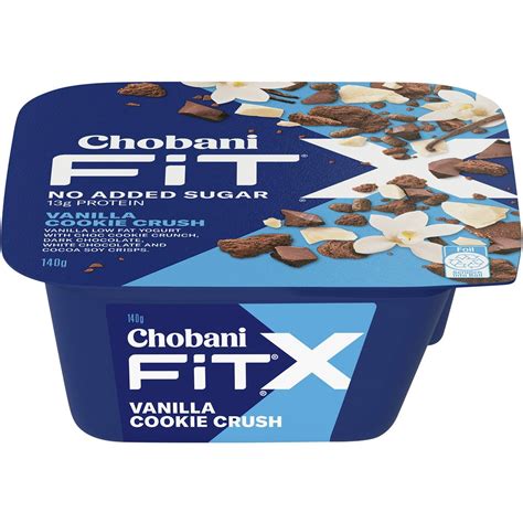 chobani fit x high protein vanilla cookie crush 140g woolworths