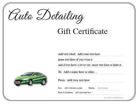 Auto Detailing T Certificate Templates