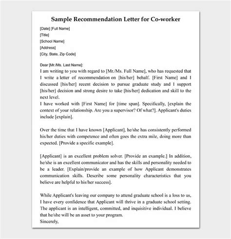 Free Letter Of Recommendation For Coworker Template And Examples