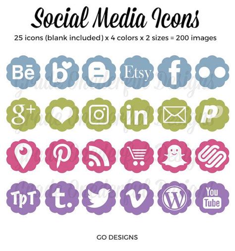 Social Media Icons Blog Buttons Social Media Images Social Etsy