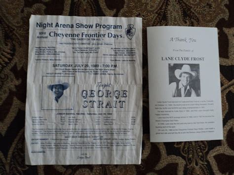 Lane Frost Funeral Program and 1989 Cheyenne Frontier Days Sheet