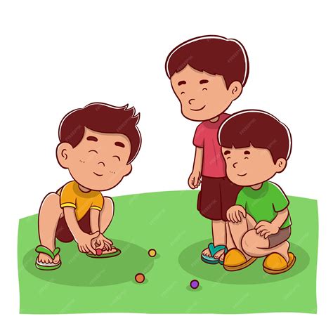 Premium Vector Boys Playing Marbles