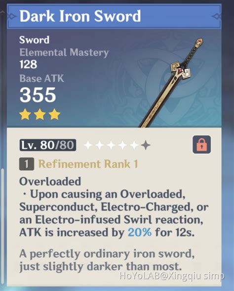 Dark Iron Sword Genshin Impact Hoyolab