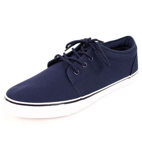 Mens Casual Canvas Shoes Skate Sneakers Mid Height Laces Classic Tennis