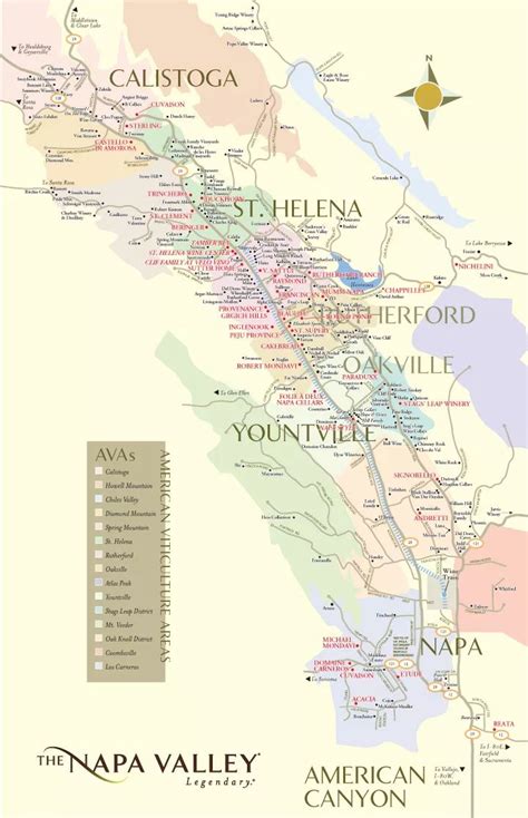 Napa Valley Winery Map And Official Visitors Guide Information