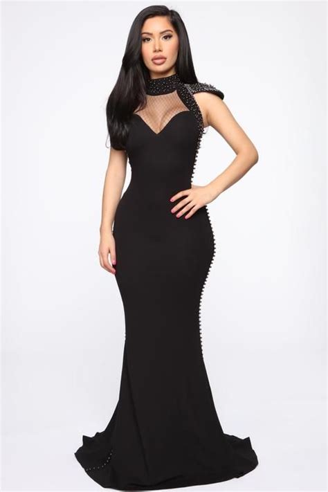 Talk Of The Night Studded Maxi Dress Black Fashion Nova Long