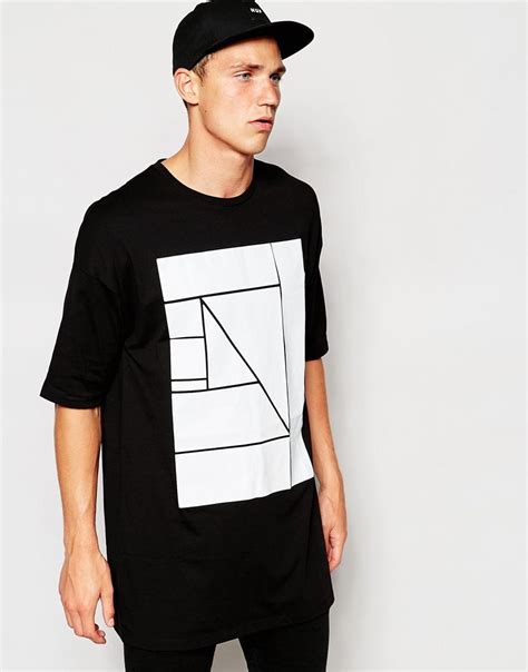 Image 1 Of Asos Longline T Shirt In Oversized Fit With Spliced Block