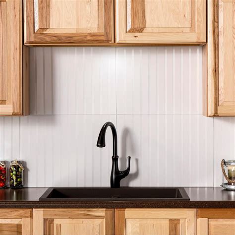 In this video you will learn how to install a two. Fasade Bead Board 24.25 in. x 18.25 in. Vinyl Backsplash ...