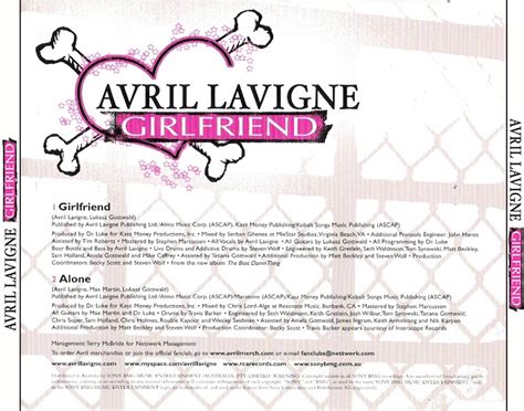 Carátula Trasera de Avril Lavigne Girlfriend Cd Single Portada