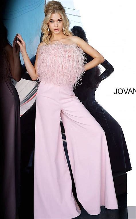 blush jovani 1542 feather bodice formal jumpsuit for 700 0 the dress outlet