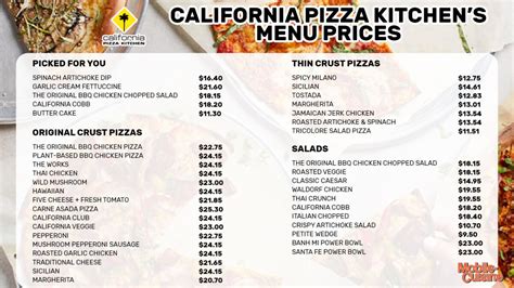 California Pizza Kitchen Menu Prices Free Small Plate 2023