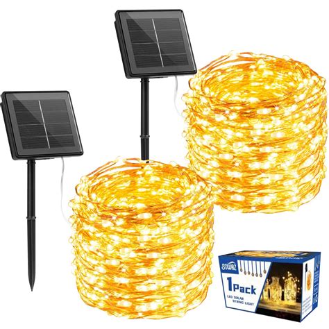 Sowaz Outdoor Solar String Lights 2 Pack 33feet 100 Led Solar Powered