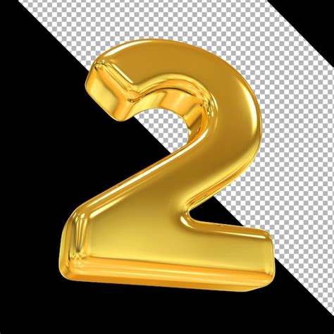Premium Psd Number 2 Gold 3d Styles