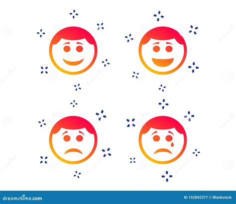 Circle Smile Face Icons Happy Sad Cry Vector Ilustracja Wektor