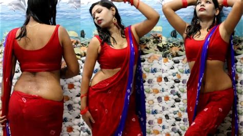Saree Lover Pinki Tiwari Wet Saree Fashion Video Shoot In Home Youtube