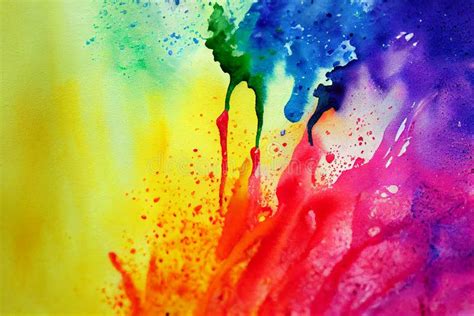 Watercolor Rainbow Splash Abstract Rainbow Coloured Watercolor