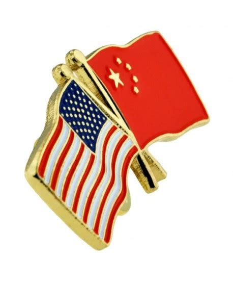 Pinmarts Usa And China Crossed Friendship Flag Enamel Lapel Pin