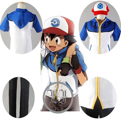 Pokemon Ash Ketchum Trainer Costume Cosplay Jacket Panthatfull Set
