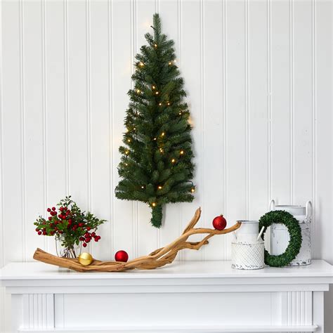 Nearly Natural Clear Prelit Led Green Holiday Half Christmas Tree 3