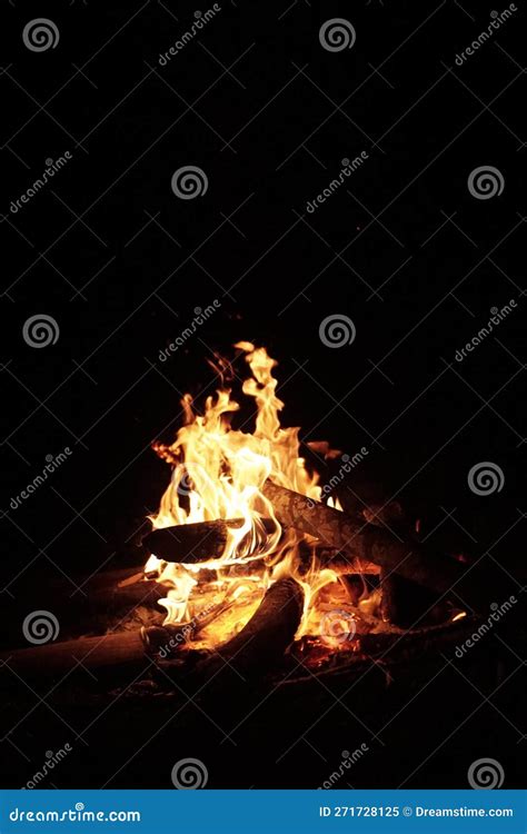 Bonfires Burning In The Dark Night Stock Image Image Of Flame Fire