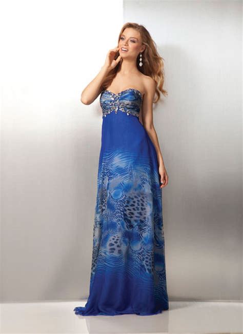 Leopard Print Design On Royal Blue Prom Dress 17166