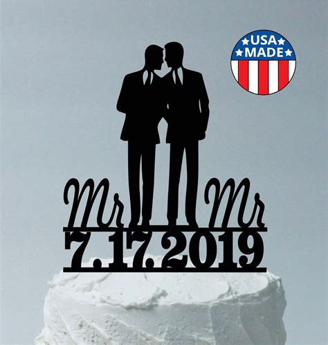Gay Wedding Cake Topper Personalized Same Sex Cake Topper Etsy