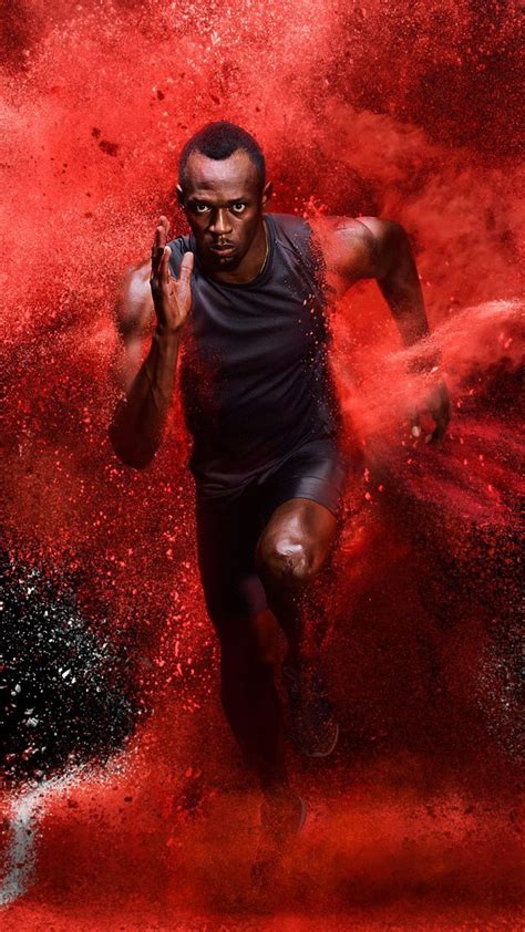 Usain Bolt Athlete Red Powder Blast Photoshoot Wallpaper Usain
