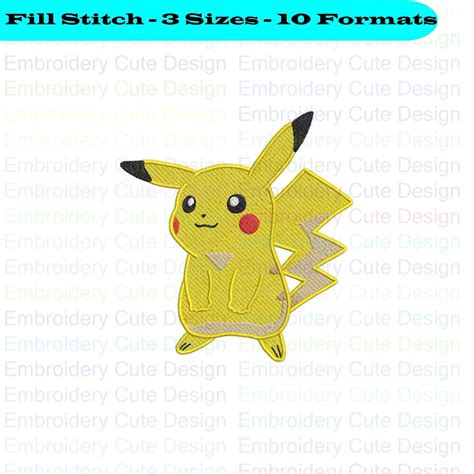 Pikachu Pokemon 4 Embroidery Design 3 Sizes 10 Formats Etsy