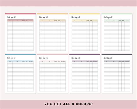Printable Library Book Sign Out Sheet Book Sign Out Form Etsy Australia