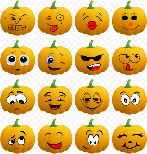 Set Of Pumpkins Emojis Faces Citypng