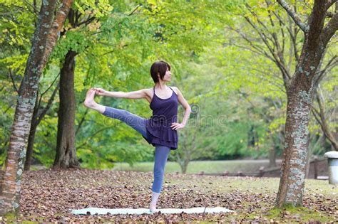 Japanese Woman Doing Yoga Bow Pose Stock Image Image Of Health Outdoor 62429031