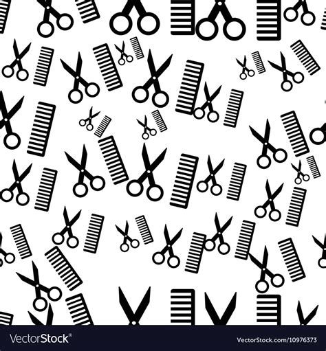 Comb And Scissors Seamless Pattern Background Vector Image