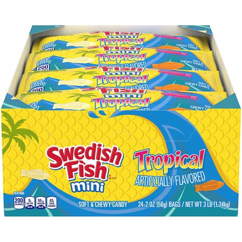 Swedish Fish Mini Tropical Soft And Chewy Candy 2 Oz 24 Pk