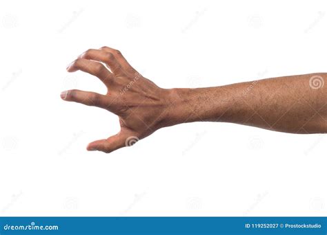 mão masculina preta que pegara algo entalhe imagem de stock imagem de entalhe conceito