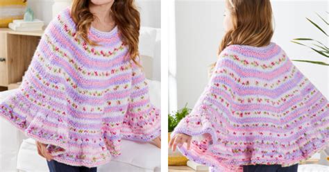 Whether you're a beginner knitter or a stay warm in the early days of spring. Rosey Day Knitted Poncho FREE Knitting Pattern