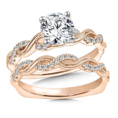 2 00 Ct Ladies Rose Gold Over Engagement Wedding Ring Round Diamond Bridal Set 2 Gold