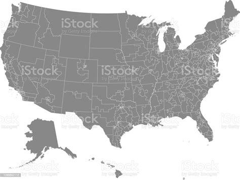 Graue Karte Der Grafschaften Der Vereinigten Staaten Von Amerika Stock
