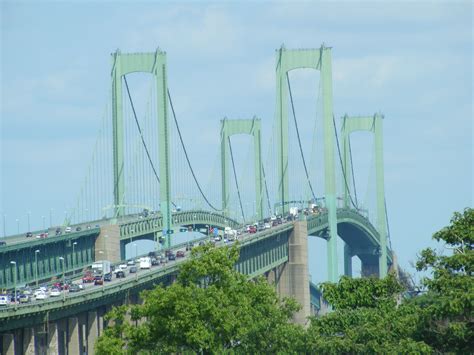 The Delaware Memorial Bridge Is A Set Of Twin Suspension Bridges